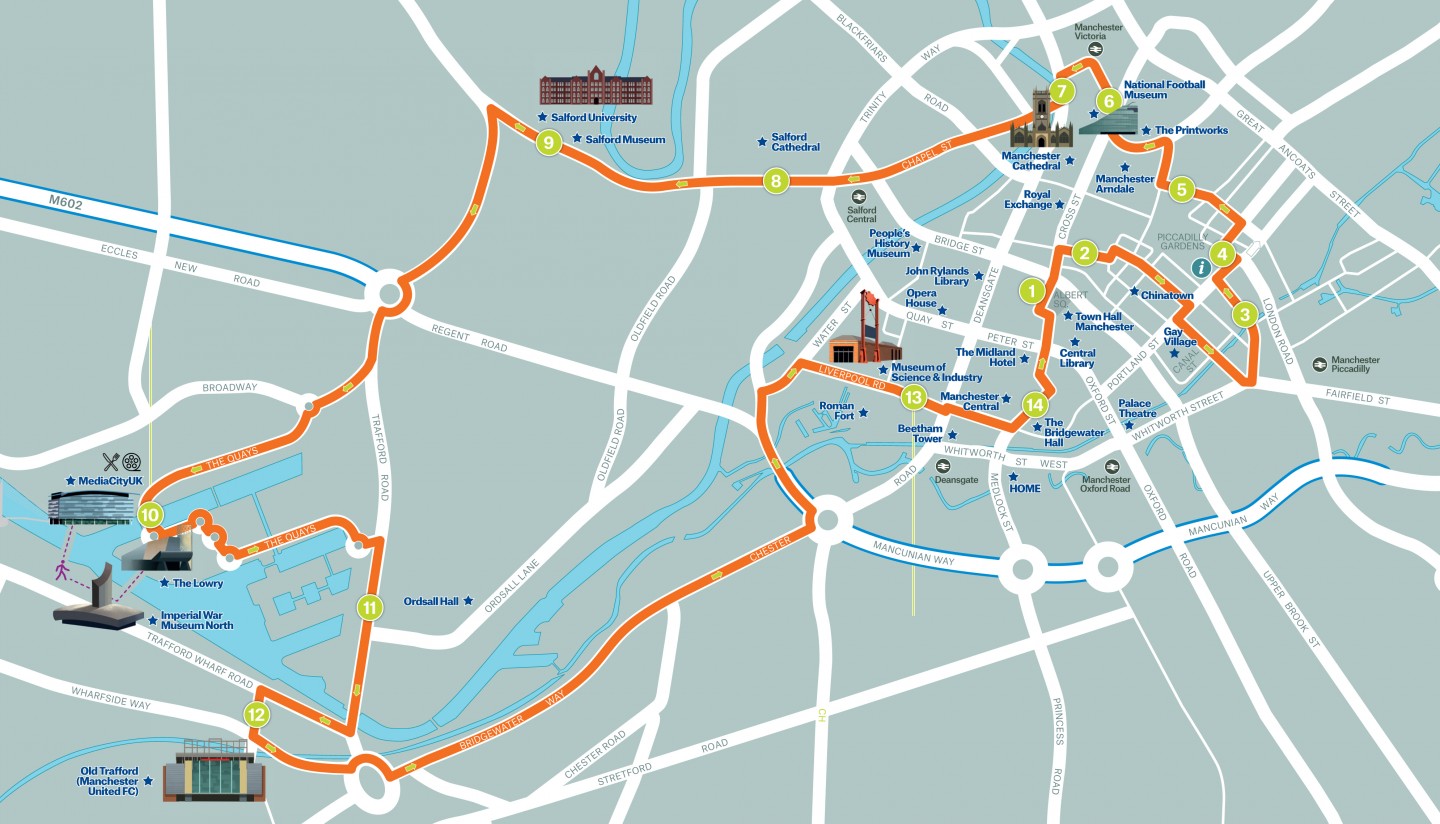 manchester city tour bus route